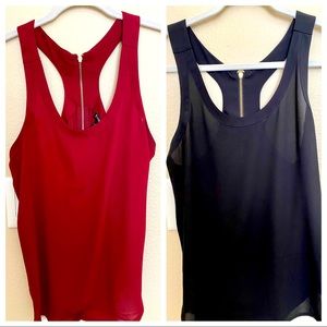 2-for-1 Express Sleeveless Racerback Tops in Chiffon & Cotton